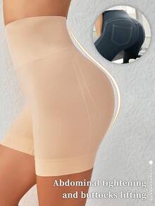1pc Women Seamless High Waist Tummy Control Butt Lifting Briefs Shapewear Shorts - Apricot - View 4