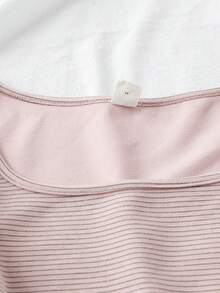 SHEIN 少女粉色纯色圆领修身休闲短款长袖T恤，适合冬季穿着，秋季上衣，节日、万圣节、圣诞节、新年皆宜，是圣诞礼物的理想之选。适合秋冬季日常休闲穿着和上学穿着，舒适保暖，是秋冬季居家休闲、街头风的理想选择。浅粉色可爱上衣 - 粉色 - 查看 4