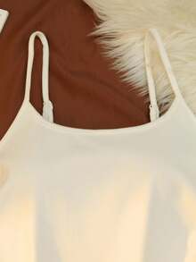 Franclia Women's Autumn And Winter Series Casual, Elegant And Simple Inner Wear With Brushed Velvet And Side Waist Pleats, Women's White Tops, Pullovers, Camisole Vests, Women's Sexy Tops