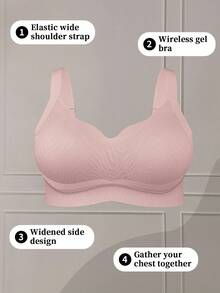 SHEIN 1pc Plus Size Women Seamless Comfortable Wireless Bra, Lift - Red Violet - View 4