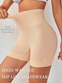 1pc Women Seamless High Waist Tummy Control Butt Lifting Briefs Shapewear Shorts - Apricot - View 3