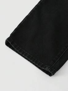 SHEIN Denimly 男士休闲学院风户外风格松紧腰拉链开合户外街头百搭牛仔直筒裤，适合日常穿着、派对和上学