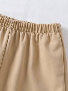 SHEIN 2 件套幼儿男童长袖 Polo 衫和裤子套装，时尚休闲装，面料柔软舒适，条纹和印花设计，适合外出和聚会 - 彩色 - 查看 5