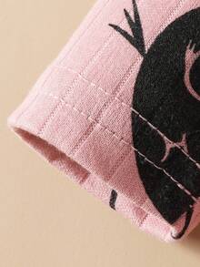 Đứa bé gái Đồ họa Hoạt hình Viền Ruffle Áo liền quần ngủ có chân - Bụi hồng - Xem 8