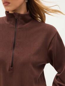 Easithlete 女式休闲立领运动衫和紧身裤户外套装，秋冬