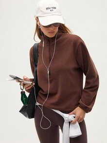 Easithlete 女式休闲立领运动衫和紧身裤户外套装，秋冬