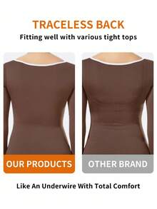 SHEIN 1pc Plus Size Women Seamless Comfortable Wireless Bra, Lift - Red Violet - View 6