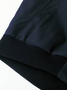 Manfinity Homme 加大码男士休闲轻薄纯色夹克，夏季男士拉链夹克，秋季 - 藏蓝色 - 查看 4