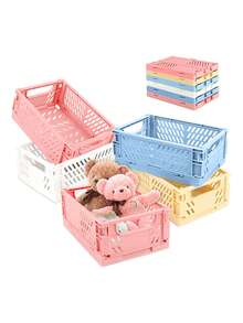 Joivida 1个Macron彩色塑料折叠收纳篮，非常适合收纳和日常使用，易于组装，可用于厨房、浴室、办公室、客厅、教室、宿舍等场所。 - 彩色 - 查看 2