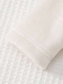 SHEIN 2pcs Baby Girls' Cute Pink Bow Embroidered Fluffy White Long Sleeve Top And Pink Plaid Pants Thickened Autumn/Winter Pajama Set - Purple - View 6