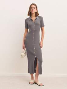 Nöista Cette robe côtelée à boutons marron est un incontournable pour les vêtements féminins d'automne. Parfaite pour la rentrée, le bureau ou la tenue décontracté chic, sa coupe classique et son style polyvalent en font une tenue idéale pour les fêtes ou les événements. C'est le vêtement parfait pour les femmes qui recherchent le confort et l'élégance en toute saison. - Gris foncé - Voir 3