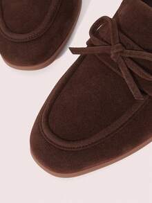 CUCCOO DOLLMOD Round Toe Bow Decor Comfortable Flat Shoes For Women - Coffee Brown - View 4
