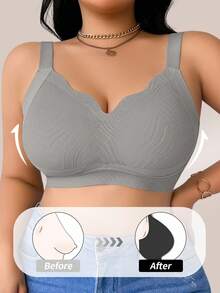 DesireSculpt Plus Size Seamless Wireless Bra, Lift - Grey - View 4