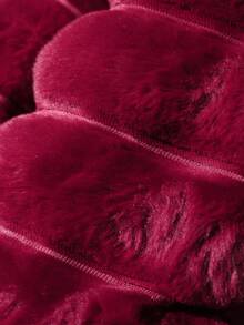 SHEIN 1 件女童柔软人造毛皮夹克，优雅长袖短款修身连帽外套，适合秋冬季