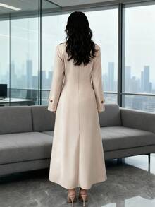 Rafferiza 日常通勤休闲收腰双排扣长款风衣 春秋季卡其色女式风衣 女式风衣 女式风衣 秋季女式风衣 女士休闲风衣 女士日常优雅长款风衣 秋季女式风衣 秋季女式风衣 秋季女式休闲风衣 冬季女式风衣 - 卡其色 - 查看 2