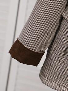 SHEIN Girls' Plush Lapel Long Sleeve Thick Jacket, Suitable For Casual Everyday Outings, Versatile - Coffee Brown - View 6