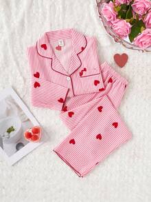 Genkimix Kids Winter  School Girl Pajamas, Girls' Cute Cherry Print Long Pants And Long Sleeve Casual 2 Pieces Loungewear Set - Multicolor - View 4