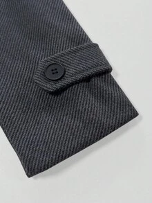 Manfinity Mode 男士长袖休闲通勤外套，秋冬外套，深灰色，优雅办公服饰 - 灰色 - 查看 5