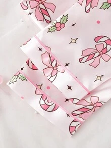 2件套女童可爱蝴蝶结印花翻领开衫和休闲裤舒适睡衣套装 - 彩色 - 查看 8