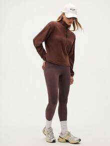 Easithlete 女式休闲立领运动衫和紧身裤户外套装，秋冬