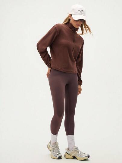 Easithlete 女式休闲立领运动衫和紧身裤户外套装，秋冬