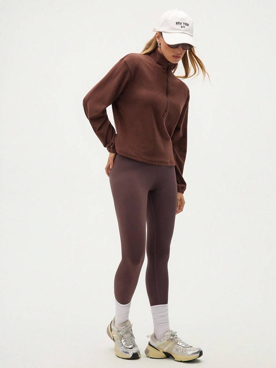 Easithlete 女式休闲立领运动衫和紧身裤户外套装，秋冬