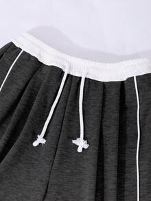 1pc Tween Girls' Loose Casual Sports Sweatpants, Solid Color - Dark Grey - View 7