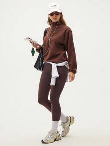 Easithlete 女式休闲立领运动衫和紧身裤户外套装，秋冬