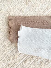 SHEIN 2 件装女婴甜美可爱时尚简约卡其色白色组合长袖圆领上衣，带领和网眼蕾丝花边，适合上学和日常穿着 - 白色 - 查看 6