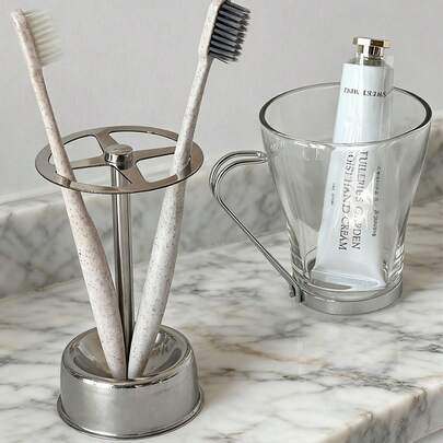 1 件不锈钢牙刷架，多功能牙膏架和收纳盒家居浴室装饰秋季装饰返校