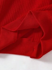 Elladie kids 2 件套女童蝴蝶装饰圆领长袖开衫外套和裙子，时尚百搭，秋冬 - 紅色 - 查看 8