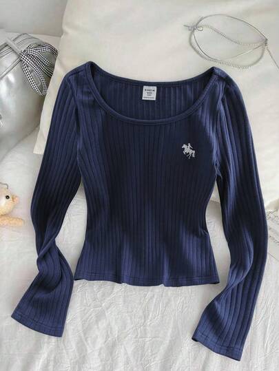 Tween Girls' Ribbed Crew Neck Stretchy Fitted All-Match Casual Long Sleeve T-Shirt, Comfortable Winter Pullover Fall Tops Festival, Halloween, Christmas, New Year, Christmas Gift Great For Casual & Daily Wear & School Daily In Autumn & Winter Cozy Fall & Winter Styles Autumn Outfits For , Easy Comfort Tops Suitable For Autumn/Winter Daily Wear,Street Style, Home Long Sleeve Top