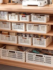 Joivida 1个Macron彩色塑料折叠收纳篮，非常适合收纳和日常使用，易于组装，可用于厨房、浴室、办公室、客厅、教室、宿舍等场所。 - 彩色 - 查看 3