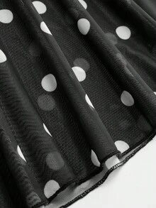 SHEIN Clasi Große Größen V-Ausschnitt Polka Punkt Weite Ärmel Bodycon Meerjungfrau Saum elegantes Kleid für Damen, Herbst/Winter - Schwarz und Weiss - Übersicht 3