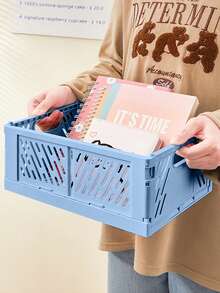 Joivida 1个Macron彩色塑料折叠收纳篮，非常适合收纳和日常使用，易于组装，可用于厨房、浴室、办公室、客厅、教室、宿舍等场所。 - 彩色 - 查看 10