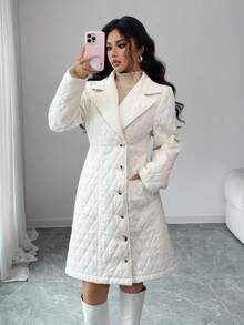 Rafferiza 女士优雅气枪翻领奶油白外套 女士冬季钻石 - 米色 - 查看 1