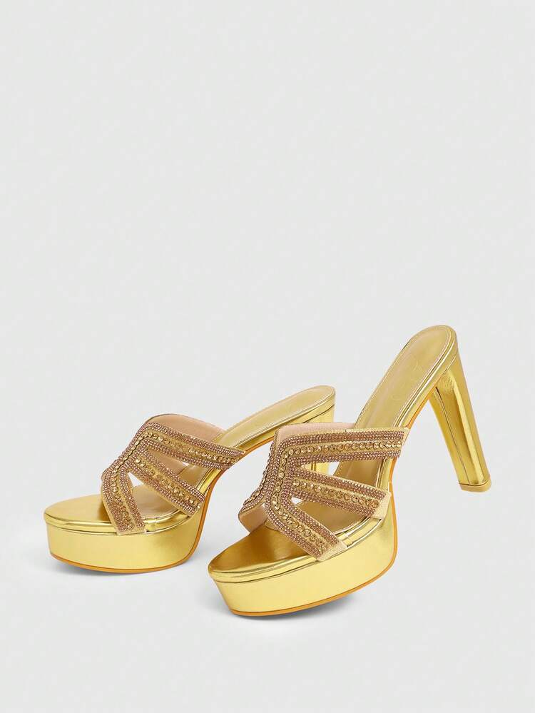 CUCCOO LuxiPop Women's Sexy Fashion Thick Heel Waterproof Platform High Heel Sandals, Suitable For Halloween, Christmas, Party, Nightclub Outfit