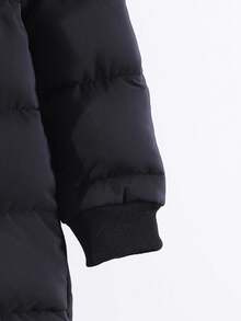 SHEIN 1 件 Tween Girl 中长袖棉衣，毛绒衬里，舒适保暖，纯色外套