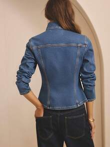 Aralina 冬季/夏季束腰牛仔夹克 - 中等水洗藍 - 查看 5