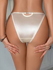 SHEIN Women's Solid Color Comfortable Briefs - Beige - View 3