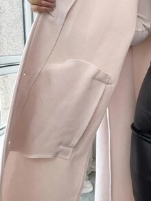 Rafferiza Women's Elegant Turndown Collar Contrast Color Cape-Style Woolen Cloak, Mid-Length, Autumn/Winter - Beige - View 8