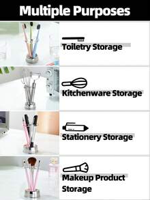 1pc Stainless Steel Toothbrush Holder, Multi-Functional Toothpaste Stand And Storage Organizer Home Bathroom Decor Fall Decor Back To School