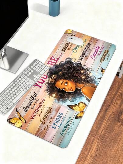 Cute Cartoon Mouse Pad Art Aesthetic Large E-Sports Office Desk Mat Keyboard Pad Non-Slip Natural Rubber Gamer Computer Mouse Mat 35.4x15.7Inch Festival Gift For Friends Back To School