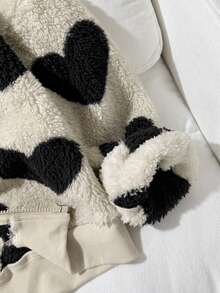 SHEIN 青少年女孩服装，豹纹毛绒连帽夹克，厚实舒适，开学典礼，日常穿着，学校，旅行，运动，冬季，圣诞节