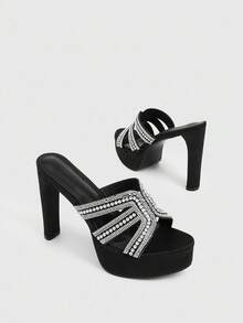 CUCCOO LuxiPop Women's Sexy Fashion Thick Heel Waterproof Platform High Heel Sandals, Suitable For Halloween, Christmas, Party, Nightclub Outfit