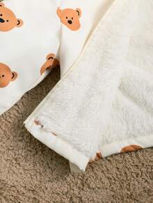 Cozy Pixies 男婴卡通熊图案连帽羊毛加厚外套