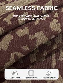 Dewbera 女式无缝豹纹交叉后背运动连体裤 - 棕色 - 查看 7