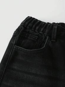 SHEIN Denimly 男士休闲学院风户外风格松紧腰拉链开合户外街头百搭牛仔直筒裤，适合日常穿着、派对和上学