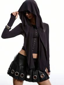 LYSMO 2025 Minimalist Winter For Women's Fashion Solid Color Long Sleeve Cropped All-Match Top/Winter For Women/Christmas New Year's Eve Thanksgiving Graduation Top/Stylish Collection /Y2K Top - Black - View 1