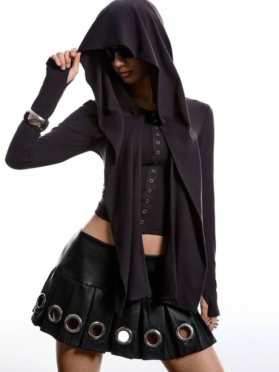 LYSMO 2025 Minimalist Winter For Women's Fashion Solid Color Long Sleeve Cropped All-Match Top/Winter For Women/Christmas New Year's Eve Thanksgiving Graduation Top/Stylish Collection /Y2K Top - Black - View 1